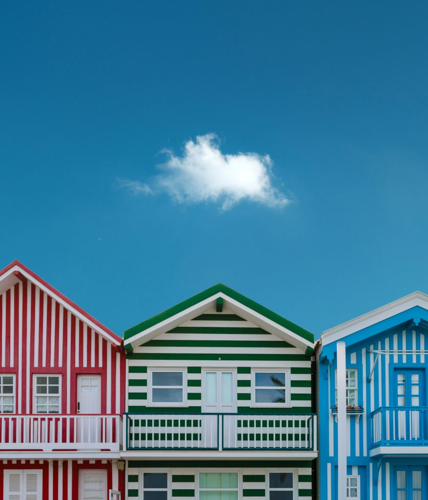 little beach houses in Aveiro, Portugal