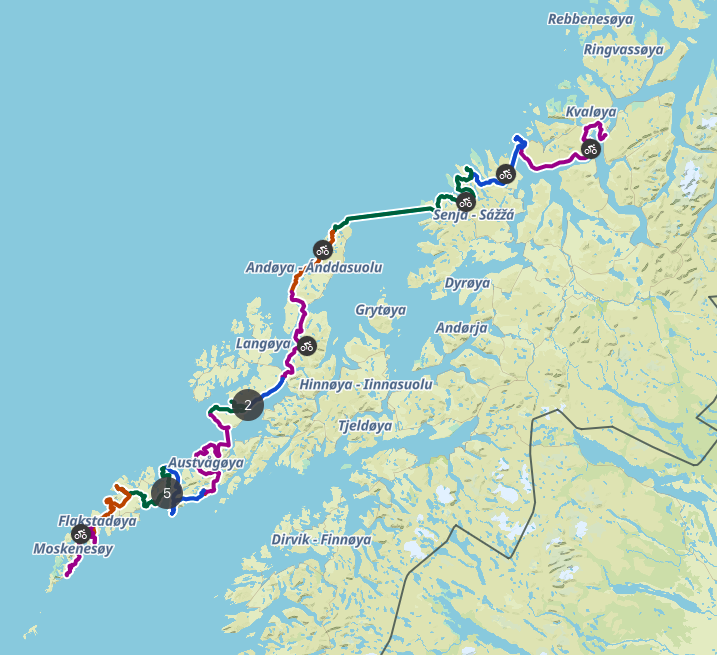 map of our journey cycling the lofoten islands